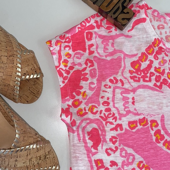 🌴LILLY PULITZER ‘Duval’ Notch Neck Linen Top in Hot Coral Trunk in Love - Picture 8 of 12